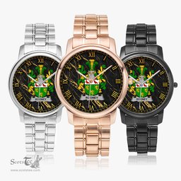 Irish Rooney or O Rooney Irish Coat of Arms Irish Watch Folding Clasp Type Stainless Steel Quartz Watch
