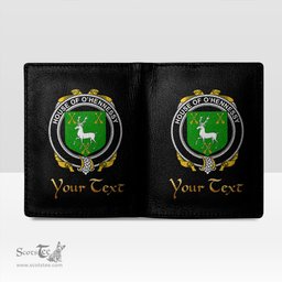 Irish House of O HENNESSY Coat of Arms Family Crest Irish Leather Wallet