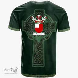 Irish Blencow or Blencowe Coat of Arms Irish T Shirt Irish Cross with Celtic Knot and Claddagh Ring T Shirt