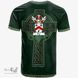 Irish Bog Coat of Arms Irish T Shirt Irish Cross with Celtic Knot and Claddagh Ring T Shirt