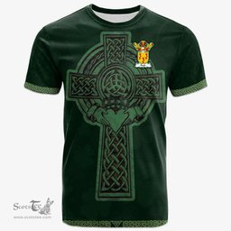 Irish Boyle Coat of Arms Irish T Shirt Irish Cross with Celtic Knot and Claddagh Ring T Shirt