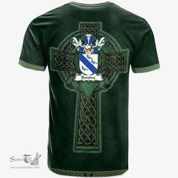 Irish Bontine Coat of Arms Irish T Shirt Irish Cross with Celtic Knot and Claddagh Ring T Shirt
