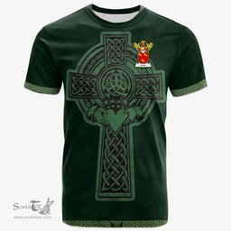 Irish Cairns Coat of Arms Irish T Shirt Irish Cross with Celtic Knot and Claddagh Ring T Shirt
