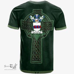 Irish Carmichael Coat of Arms Irish T Shirt Irish Cross with Celtic Knot and Claddagh Ring T Shirt