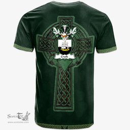 Irish Craik Coat of Arms Irish T Shirt Irish Cross with Celtic Knot and Claddagh Ring T Shirt