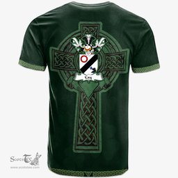Irish Cay Coat of Arms Irish T Shirt Irish Cross with Celtic Knot and Claddagh Ring T Shirt