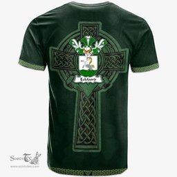 Irish Eckfoord Coat of Arms Irish T Shirt Irish Cross with Celtic Knot and Claddagh Ring T Shirt