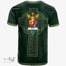 Irish Dirom Coat of Arms Irish T Shirt Irish Cross with Celtic Knot and Claddagh Ring T Shirt