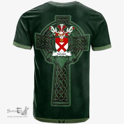 Irish Cowan Coat of Arms Irish T Shirt Irish Cross with Celtic Knot and Claddagh Ring T Shirt