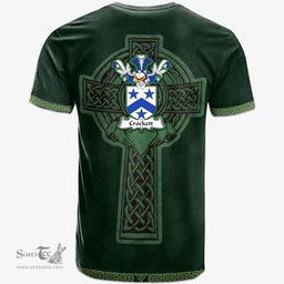 Irish Crockett Coat of Arms Irish T Shirt Irish Cross with Celtic Knot and Claddagh Ring T Shirt