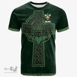 Irish Kidston Coat of Arms Irish T Shirt Irish Cross with Celtic Knot and Claddagh Ring T Shirt