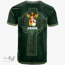 Irish MacLachlan Coat of Arms Irish T Shirt Irish Cross with Celtic Knot and Claddagh Ring T Shirt