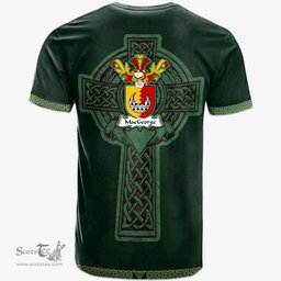 Irish MacGeorge Coat of Arms Irish T Shirt Irish Cross with Celtic Knot and Claddagh Ring T Shirt