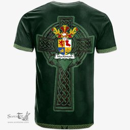 Irish MacKintosh Coat of Arms Irish T Shirt Irish Cross with Celtic Knot and Claddagh Ring T Shirt