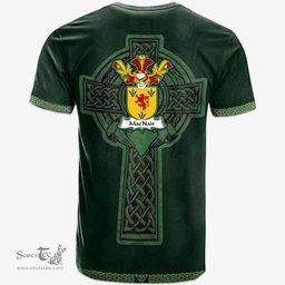 Irish MacNair Coat of Arms Irish T Shirt Irish Cross with Celtic Knot and Claddagh Ring T Shirt