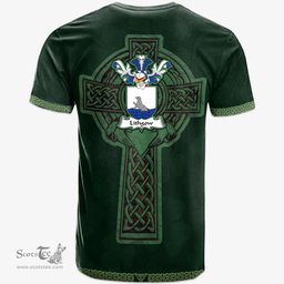 Irish Lithgow Coat of Arms Irish T Shirt Irish Cross with Celtic Knot and Claddagh Ring T Shirt