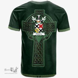 Irish Hadden Coat of Arms Irish T Shirt Irish Cross with Celtic Knot and Claddagh Ring T Shirt