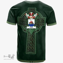 Irish Gellie Coat of Arms Irish T Shirt Irish Cross with Celtic Knot and Claddagh Ring T Shirt