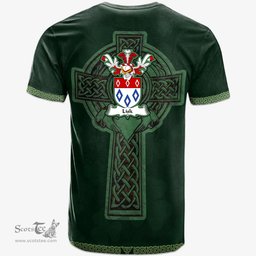Irish Lisk Coat of Arms Irish T Shirt Irish Cross with Celtic Knot and Claddagh Ring T Shirt
