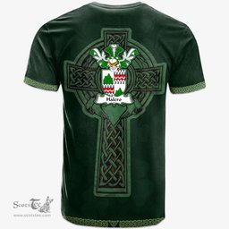Irish Halcro Coat of Arms Irish T Shirt Irish Cross with Celtic Knot and Claddagh Ring T Shirt