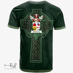 Irish MacLean of Duart Coat of Arms Irish T Shirt Irish Cross with Celtic Knot and Claddagh Ring T Shirt