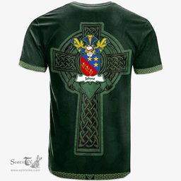 Irish Johns Coat of Arms Irish T Shirt Irish Cross with Celtic Knot and Claddagh Ring T Shirt