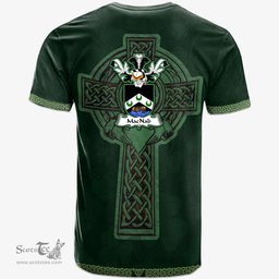 Irish MacNab Coat of Arms Irish T Shirt Irish Cross with Celtic Knot and Claddagh Ring T Shirt