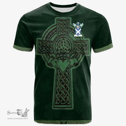 Irish Haig Coat of Arms Irish T Shirt Irish Cross with Celtic Knot and Claddagh Ring T Shirt