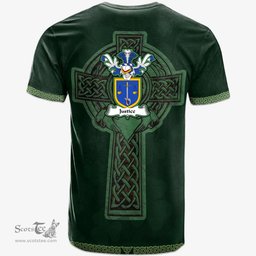 Irish Justice Coat of Arms Irish T Shirt Irish Cross with Celtic Knot and Claddagh Ring T Shirt