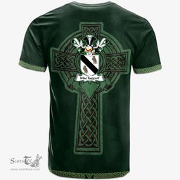 Irish MacTaggart Coat of Arms Irish T Shirt Irish Cross with Celtic Knot and Claddagh Ring T Shirt