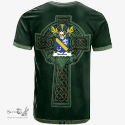 Irish Smollett Coat of Arms Irish T Shirt Irish Cross with Celtic Knot and Claddagh Ring T Shirt