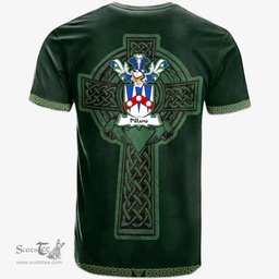 Irish Pillans Coat of Arms Irish T Shirt Irish Cross with Celtic Knot and Claddagh Ring T Shirt