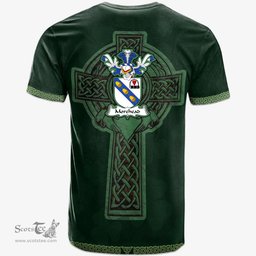 Irish Morehead Coat of Arms Irish T Shirt Irish Cross with Celtic Knot and Claddagh Ring T Shirt