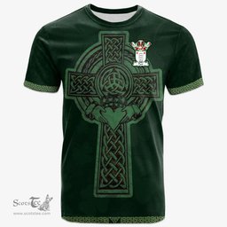 Irish Pont Coat of Arms Irish T Shirt Irish Cross with Celtic Knot and Claddagh Ring T Shirt