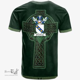 Irish Muirhead Coat of Arms Irish T Shirt Irish Cross with Celtic Knot and Claddagh Ring T Shirt