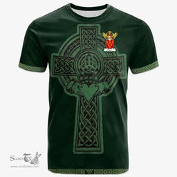 Irish Vipont Coat of Arms Irish T Shirt Irish Cross with Celtic Knot and Claddagh Ring T Shirt