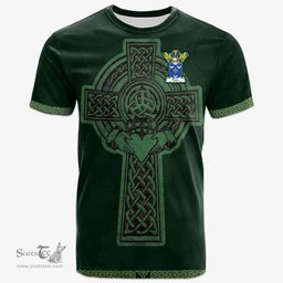 Irish Paton Coat of Arms Irish T Shirt Irish Cross with Celtic Knot and Claddagh Ring T Shirt