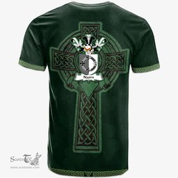 Irish Nairn Coat of Arms Irish T Shirt Irish Cross with Celtic Knot and Claddagh Ring T Shirt