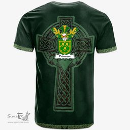 Irish Primrose Coat of Arms Irish T Shirt Irish Cross with Celtic Knot and Claddagh Ring T Shirt