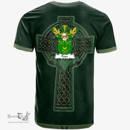 Irish Peter Coat of Arms Irish T Shirt Irish Cross with Celtic Knot and Claddagh Ring T Shirt