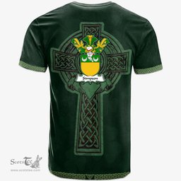 Irish Simpson Coat of Arms Irish T Shirt Irish Cross with Celtic Knot and Claddagh Ring T Shirt
