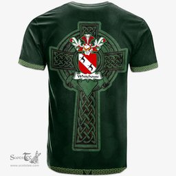Irish Whitehouse Coat of Arms Irish T Shirt Irish Cross with Celtic Knot and Claddagh Ring T Shirt
