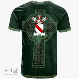 Irish Vans or Vaus Coat of Arms Irish T Shirt Irish Cross with Celtic Knot and Claddagh Ring T Shirt
