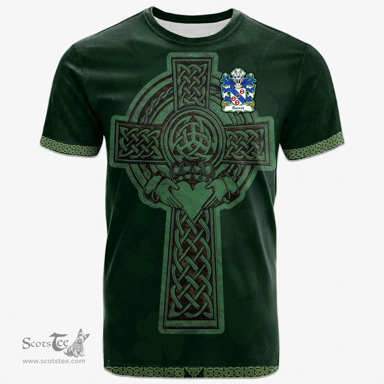 Irish Barret Welsh Coat of Arms Irish T Shirt Irish Cross with Celtic Knot and Claddagh Ring T Shirt