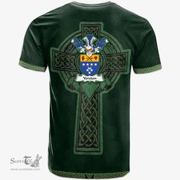 Irish Yorston Coat of Arms Irish T Shirt Irish Cross with Celtic Knot and Claddagh Ring T Shirt