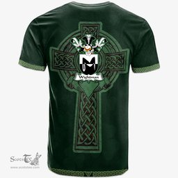 Irish Wightman Coat of Arms Irish T Shirt Irish Cross with Celtic Knot and Claddagh Ring T Shirt