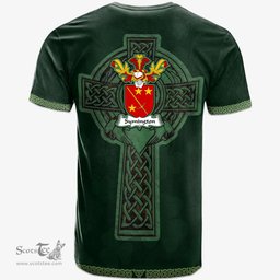 Irish Symington Coat of Arms Irish T Shirt Irish Cross with Celtic Knot and Claddagh Ring T Shirt