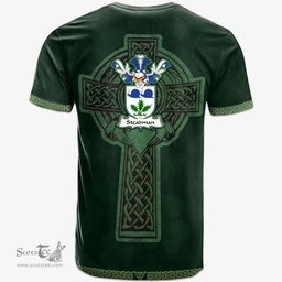 Irish Steadman Coat of Arms Irish T Shirt Irish Cross with Celtic Knot and Claddagh Ring T Shirt