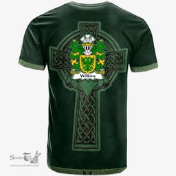 Irish Wilkins of Glamorgan Welsh Coat of Arms Irish T Shirt Irish Cross with Celtic Knot and Claddagh Ring T Shirt