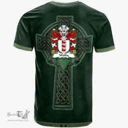 Irish Walby of Breconshire Welsh Coat of Arms Irish T Shirt Irish Cross with Celtic Knot and Claddagh Ring T Shirt